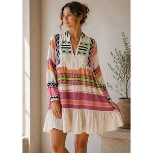 DEVOTION TWINS Patterned Boho Summer Dress Small NEW NWT